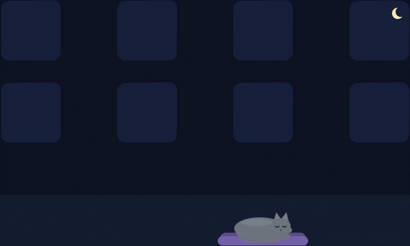 Cat Nap screensaver: a fluffy gray cat naps in his bed on the Stream Deck + touch strip, then walks across the top row of keys